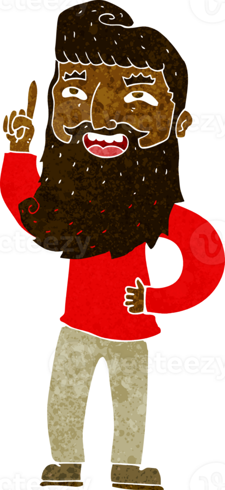 cartoon happy bearded man with idea png