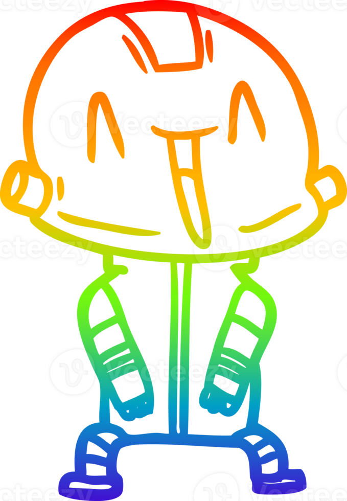 rainbow gradient line drawing of a cartoon robot png