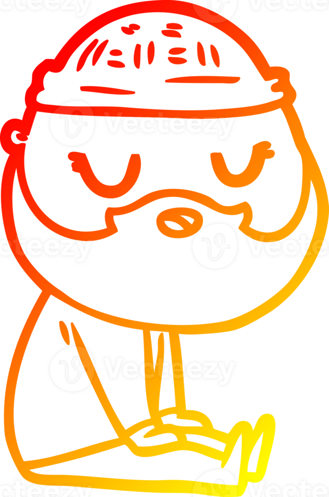 warm gradient line drawing of a cartoon man with beard png