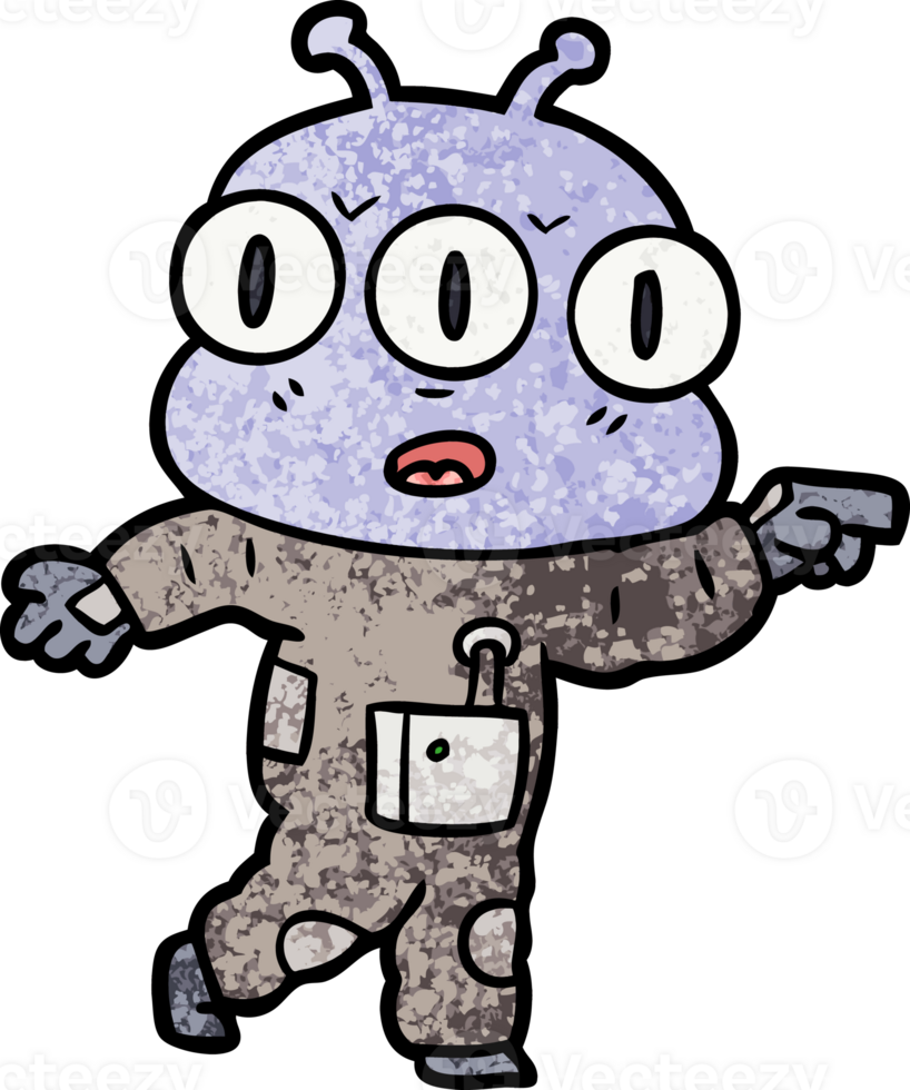 cartoon three eyed alien pointing png