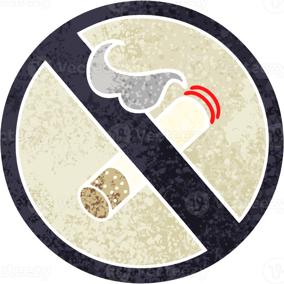 retro illustration style cartoon of a no smoking allowed sign png