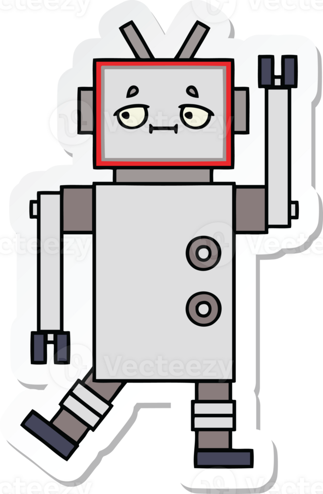 sticker of a cute cartoon robot png