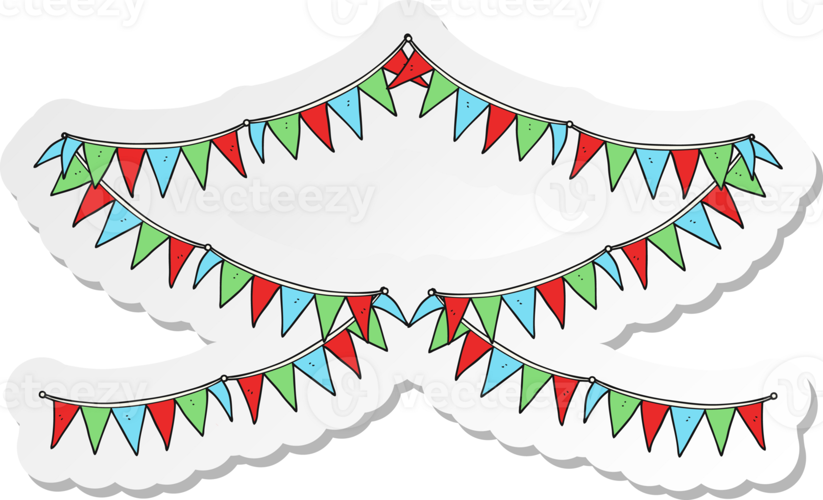 sticker of a cartoon bunting flags png