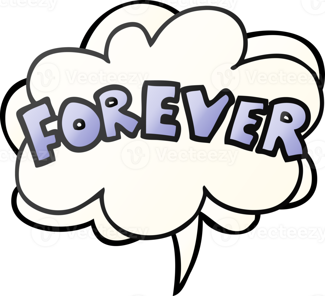 cartoon word Forever with speech bubble in smooth gradient style png