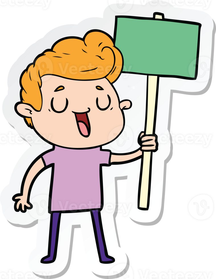 sticker of a happy cartoon man png