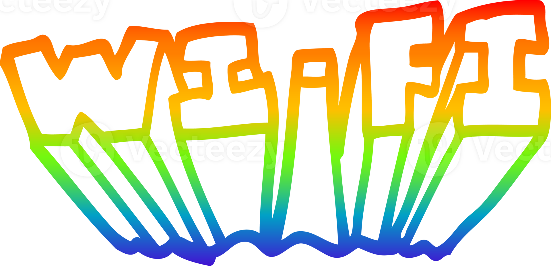 rainbow gradient line drawing of a cartoon tablets png