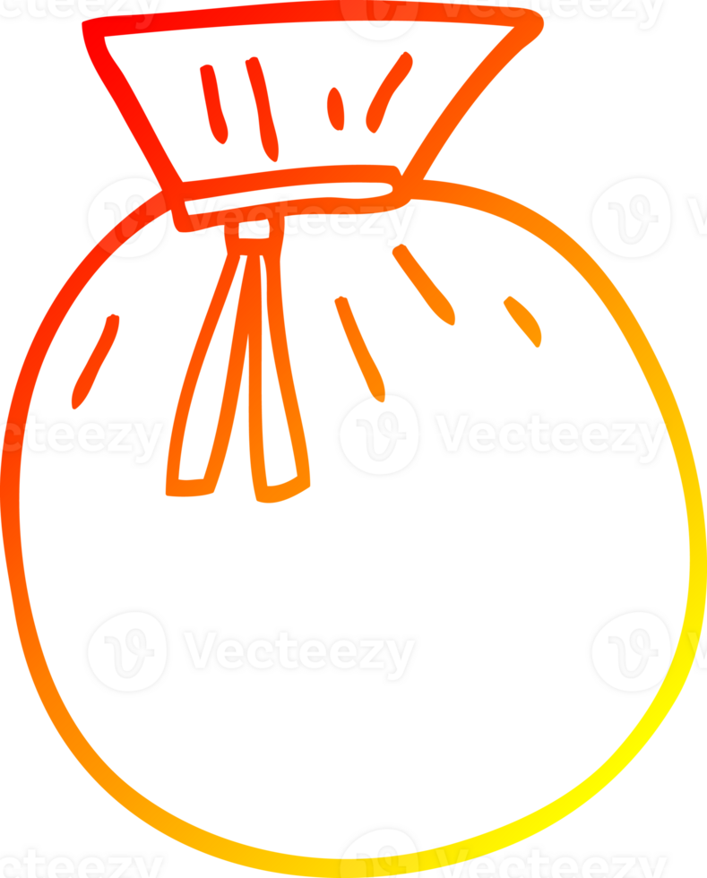 warm gradient line drawing of a cartoon santa sack png