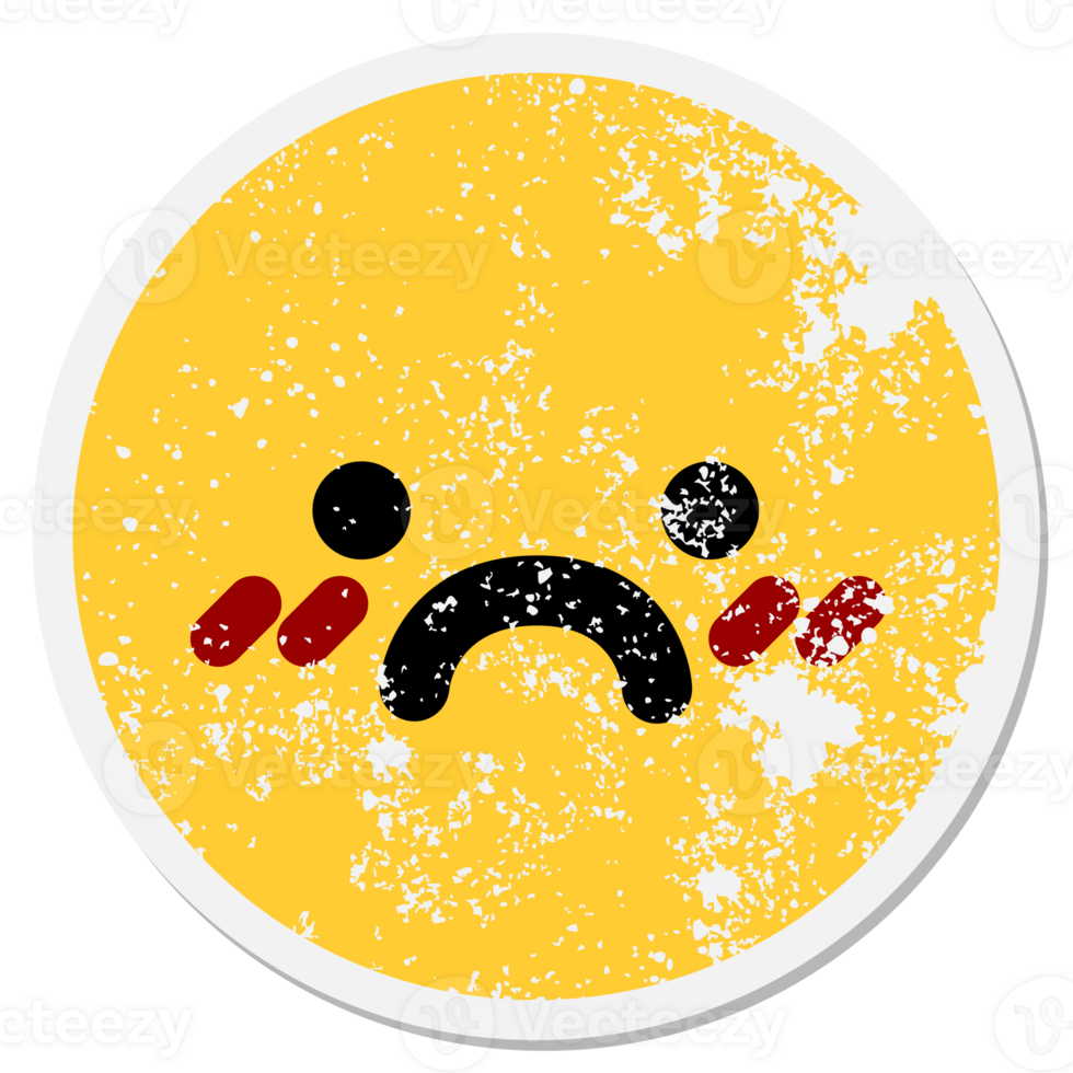 blushing unhappy face circular sticker png