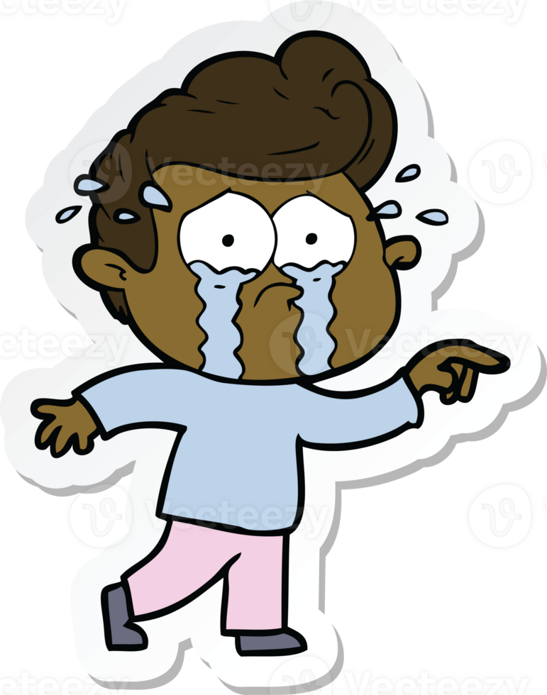 sticker of a cartoon crying man png