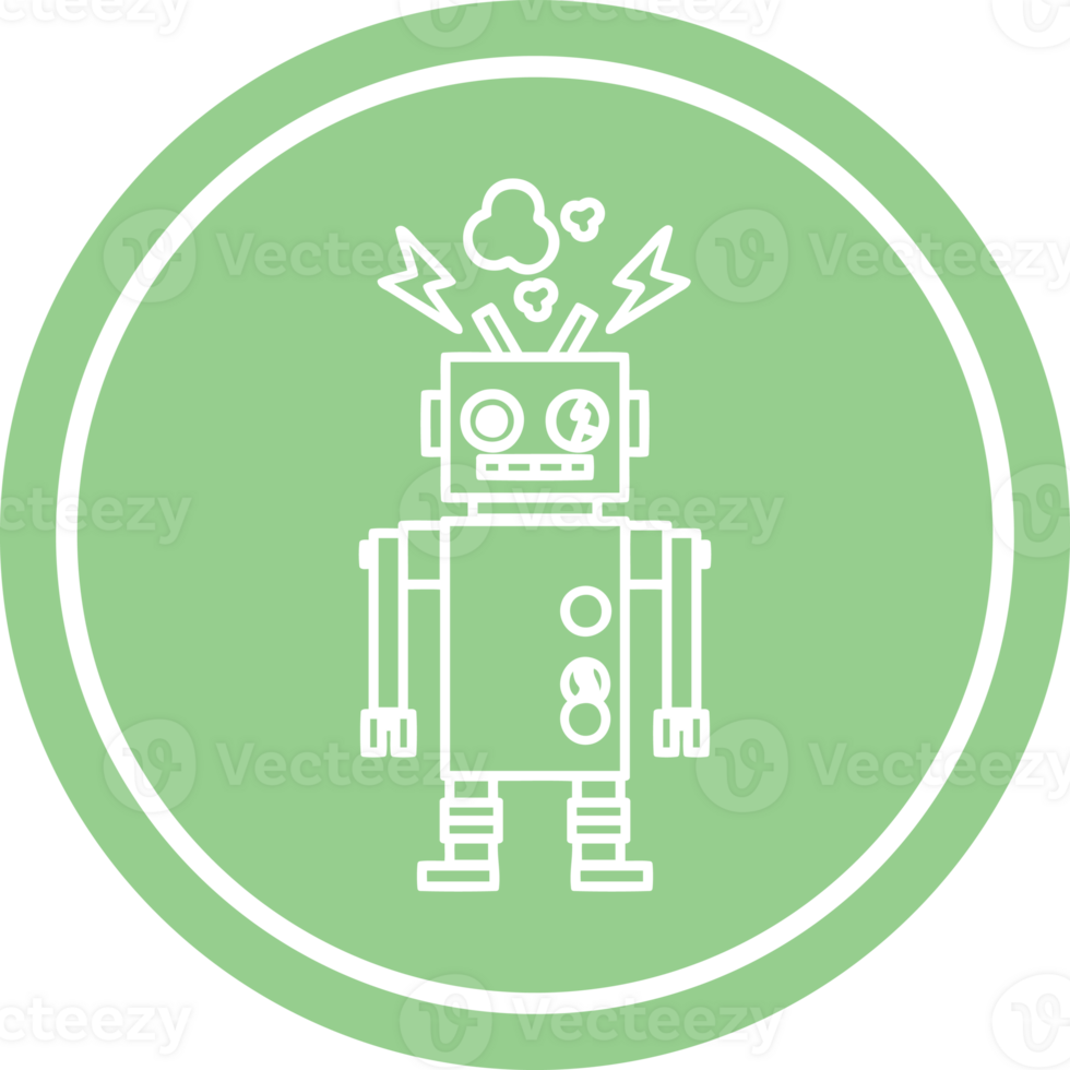 malfunctioning robot circular icon symbol png