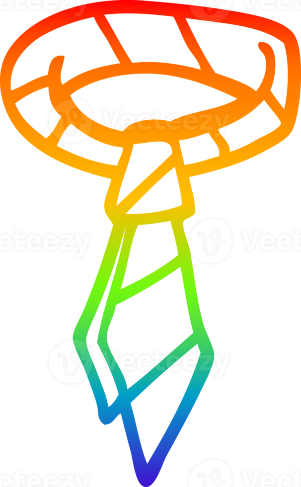 rainbow gradient line drawing of a cartoon office tie png