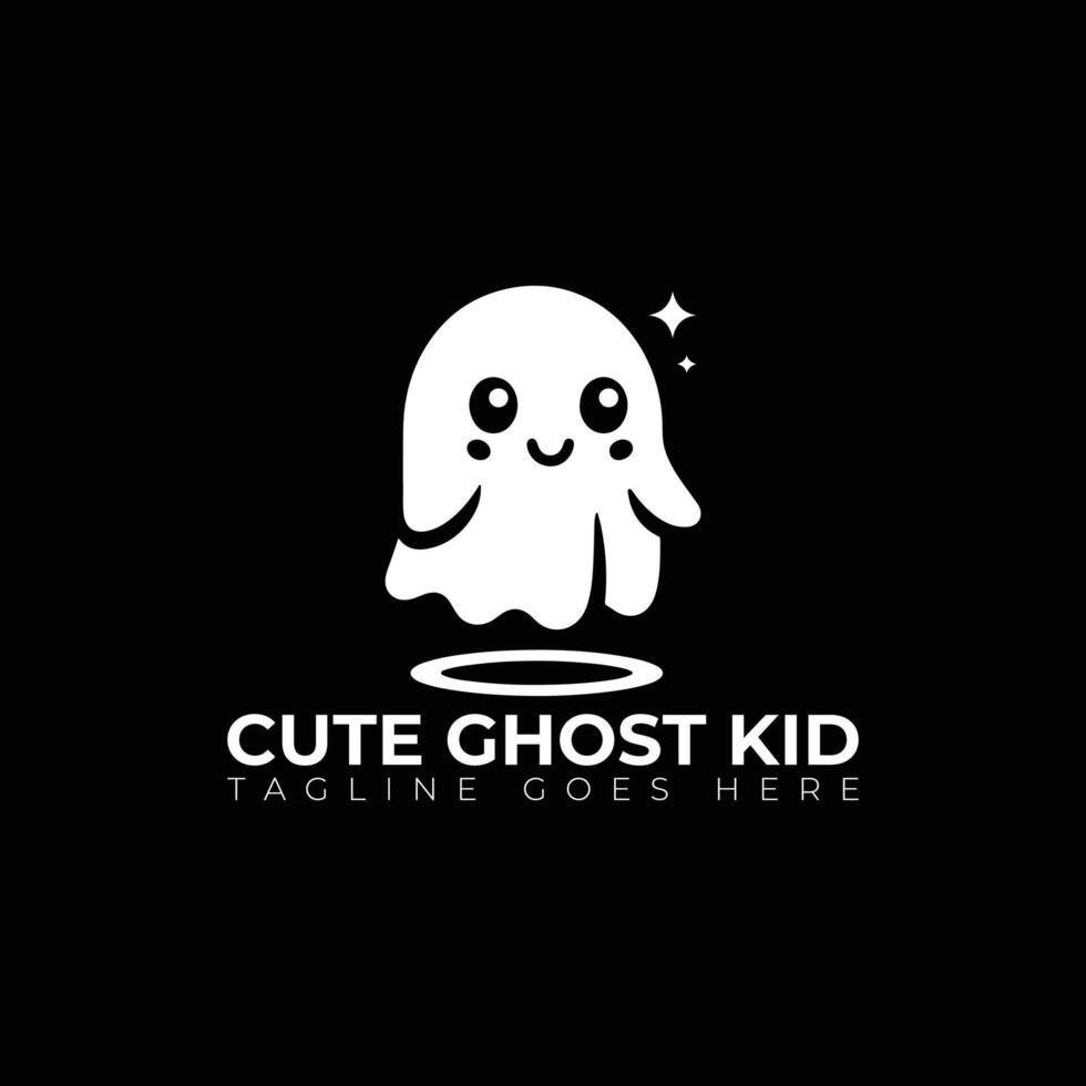 cute ghost kid logo, minimal logo, icon, illustration design vector
