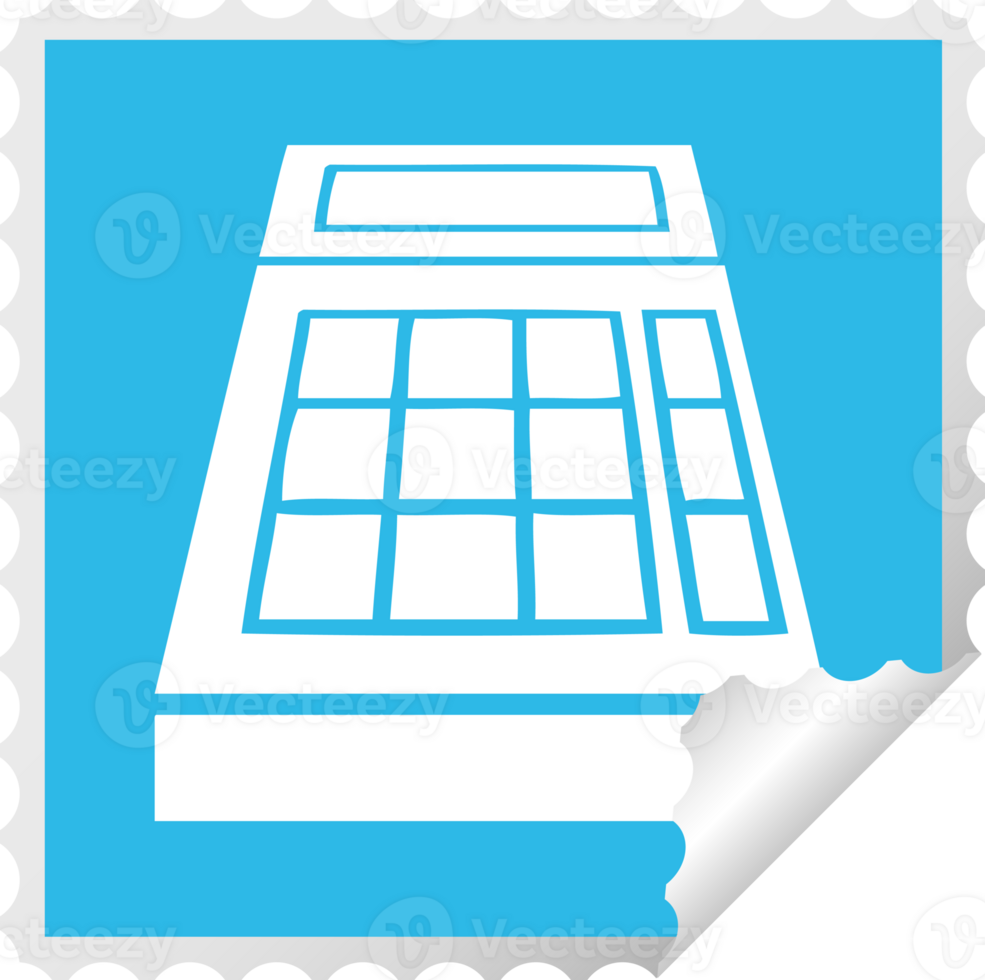 square peeling sticker cartoon of a school calculator png