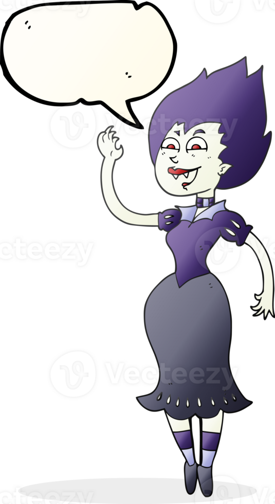 hand drawn speech bubble cartoon vampire girl png