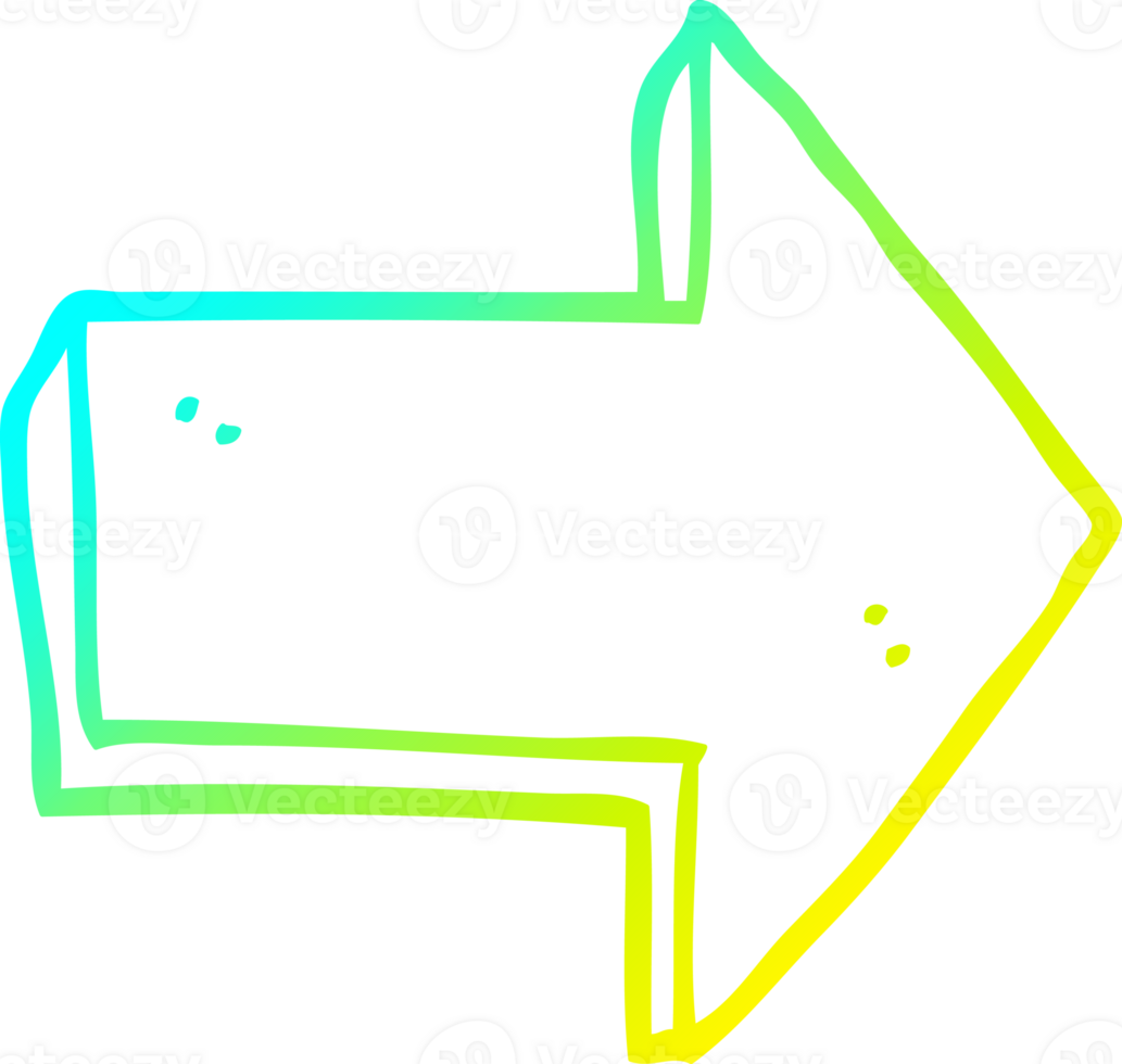 cold gradient line drawing of a cartoon pointing arrow png