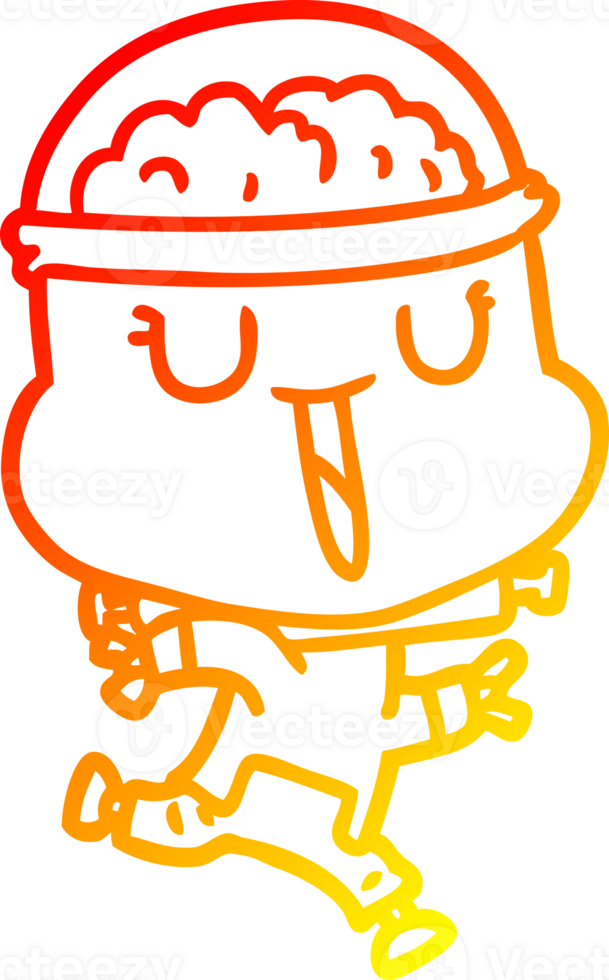 warm gradient line drawing of a happy cartoon robot png