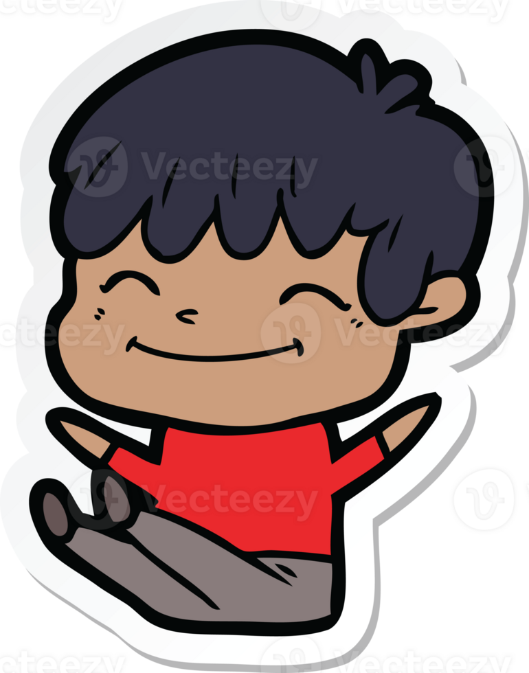 sticker of a cartoon happy boy png