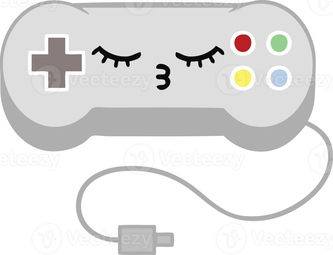 flat color retro cartoon of a game controller png