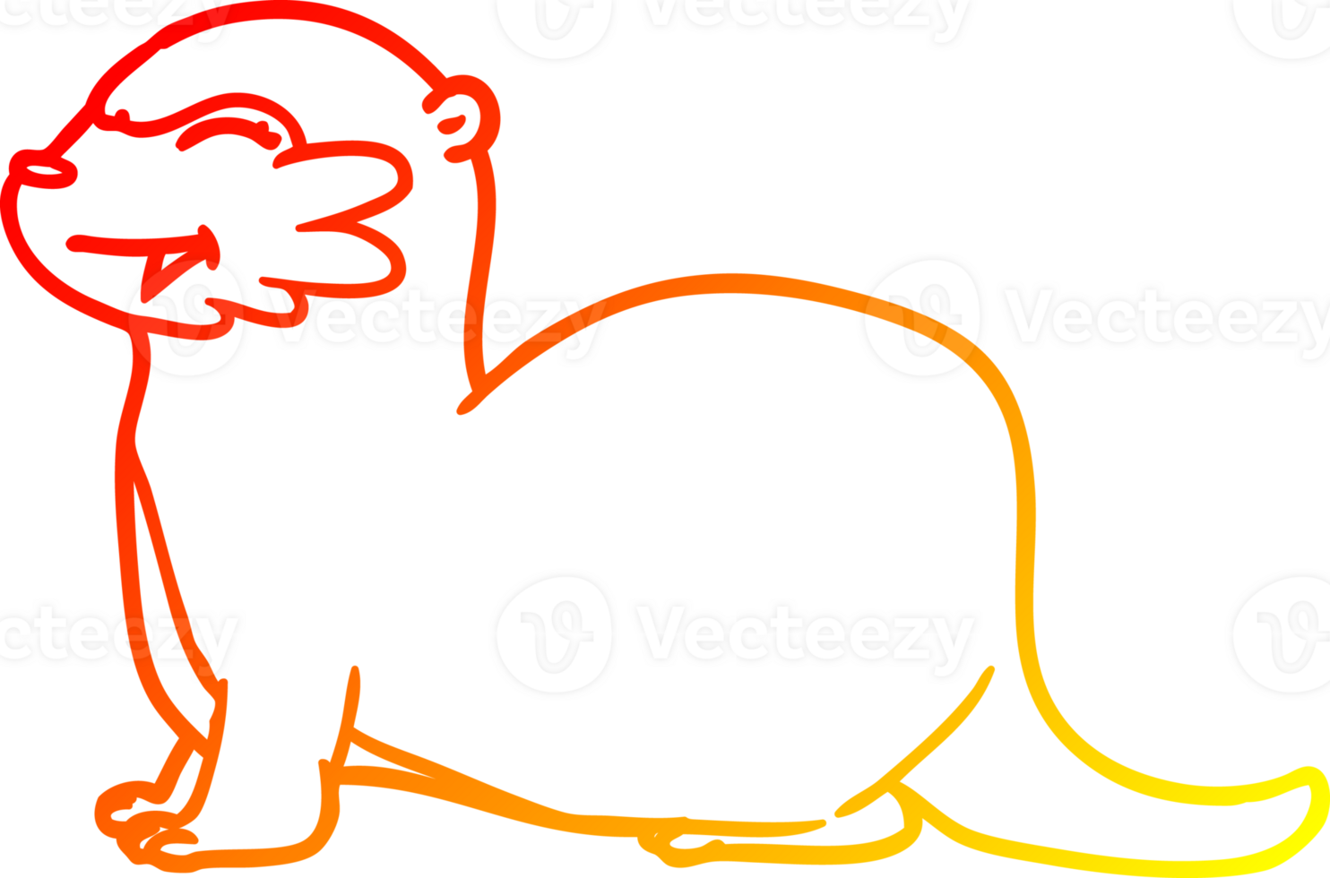 warm gradient line drawing of a laughing otter cartoon png