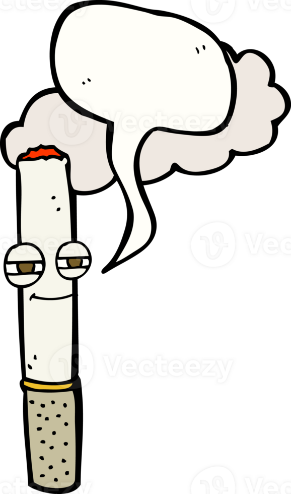 cartoon happy cigarette with speech bubble png