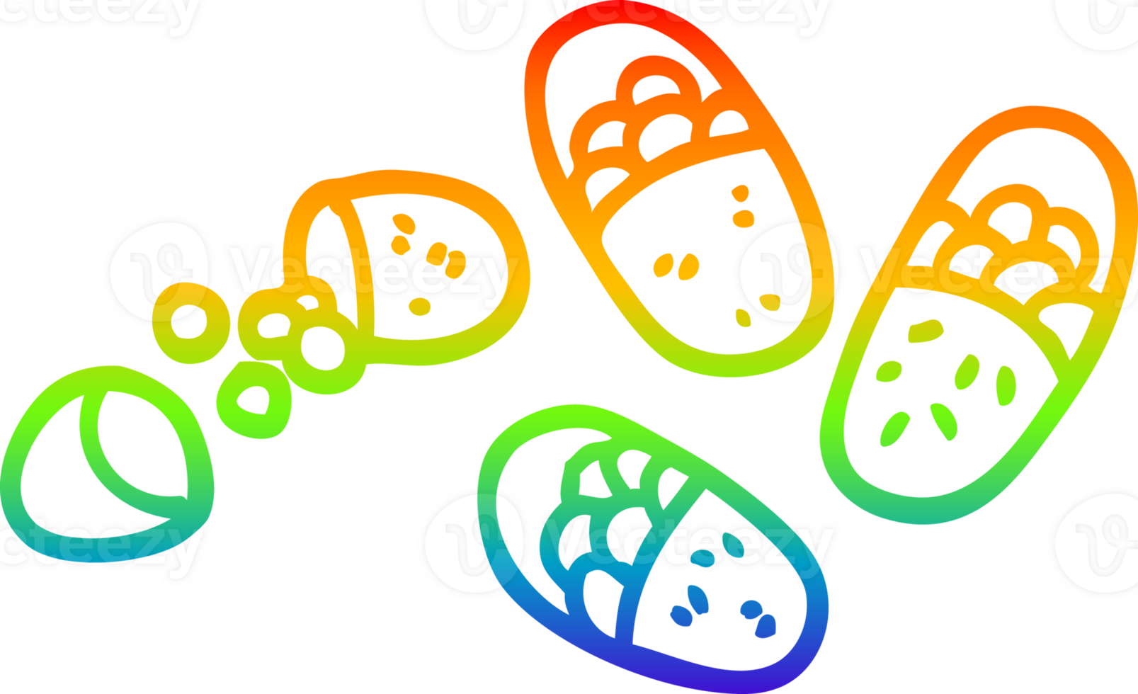 rainbow gradient line drawing of a cartoon tablets png