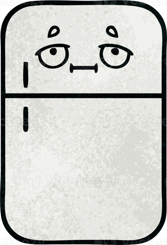 retro grunge texture cartoon of a fridge  zer png