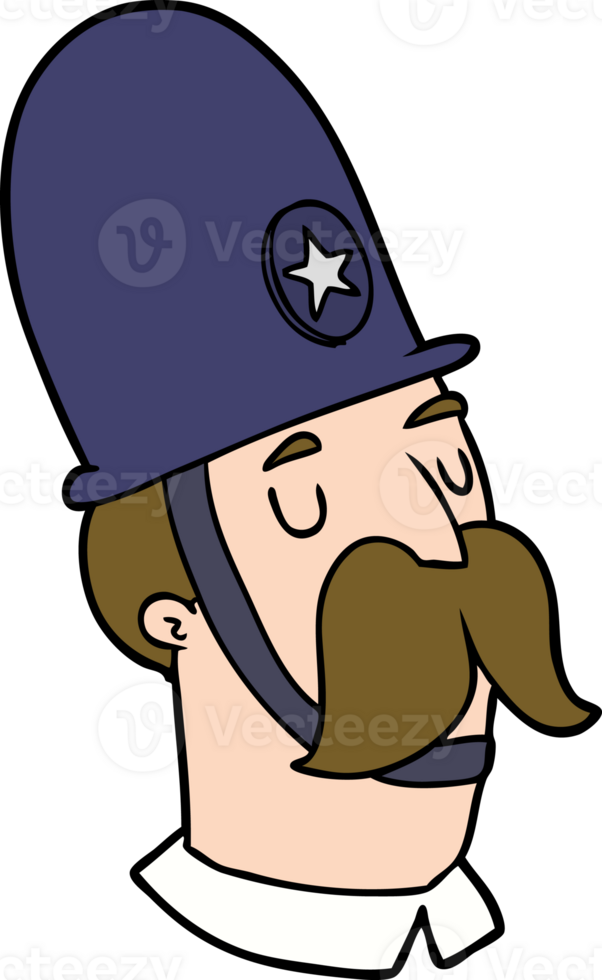 caricatura, policía, con, bigote png