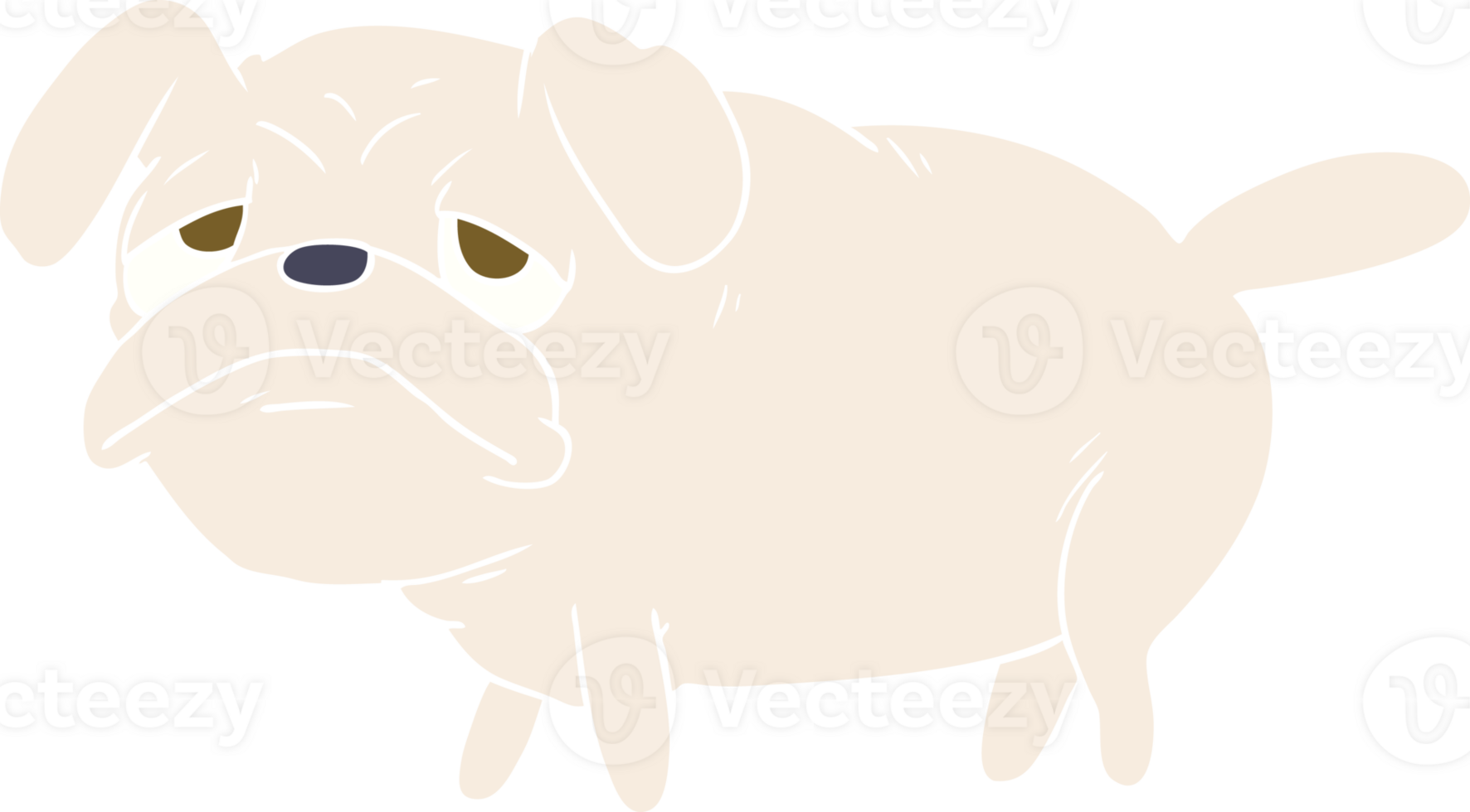 flat color style cartoon unhappy pug dog png