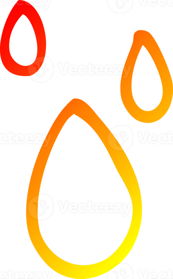 warm gradient line drawing of a cartoon rain drops png