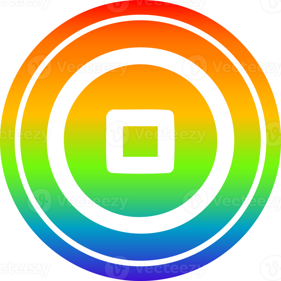 Pare botão circular ícone com arco Iris gradiente terminar png