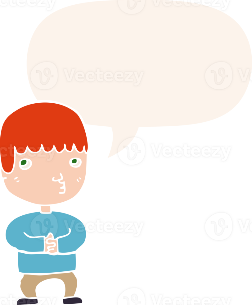 cartoon man thinking with speech bubble in retro style png