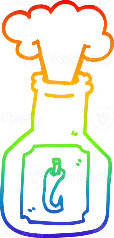 rainbow gradient line drawing of a cartoon hot chili sauce png