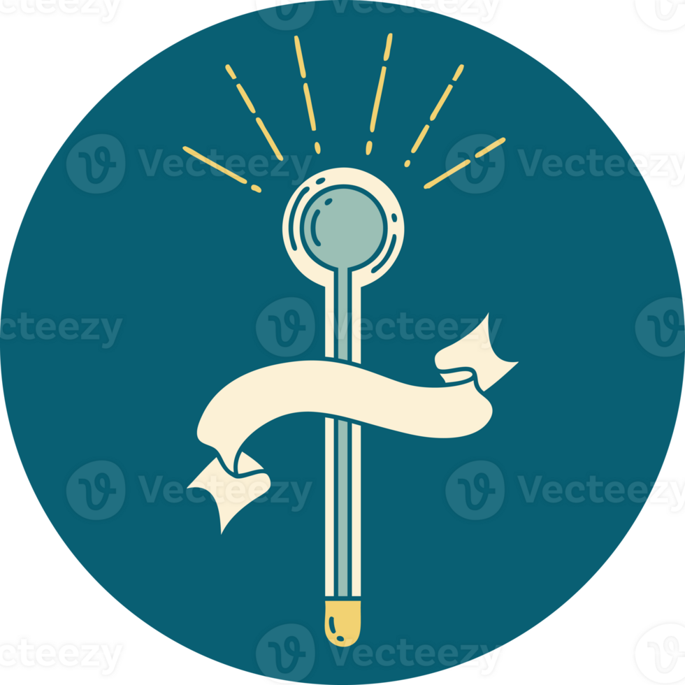 icon of a tattoo style glass thermometer png