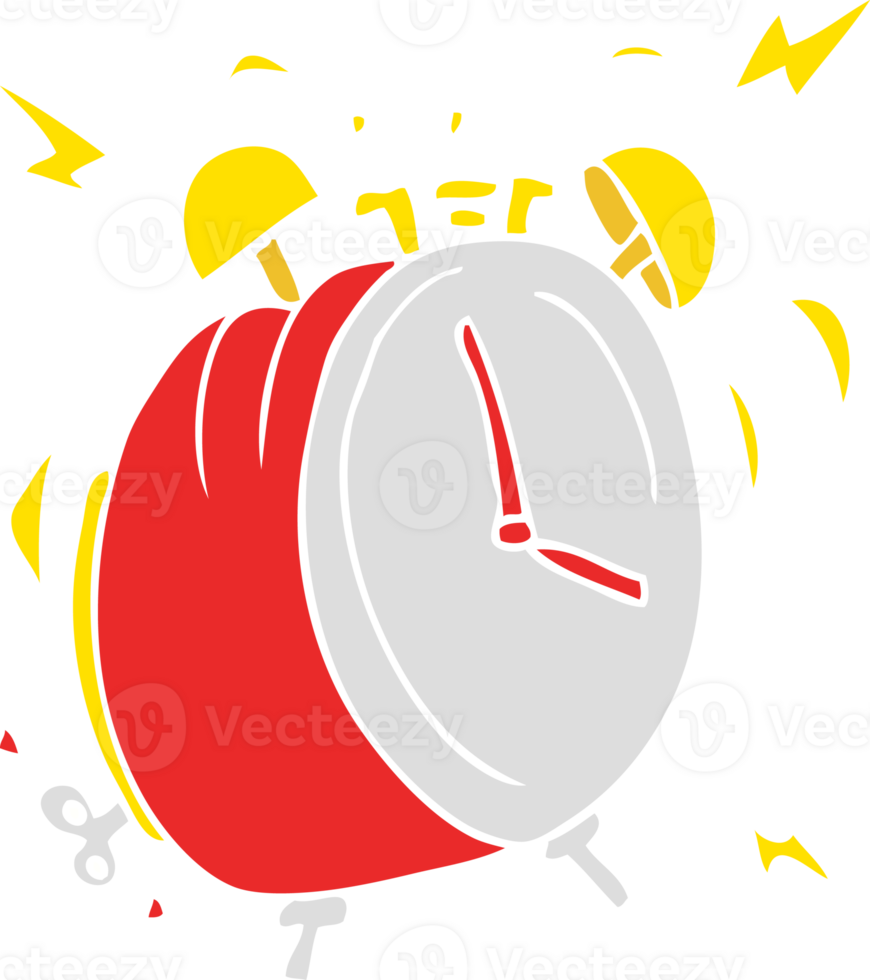 flat color illustration of ringing alarm clock png