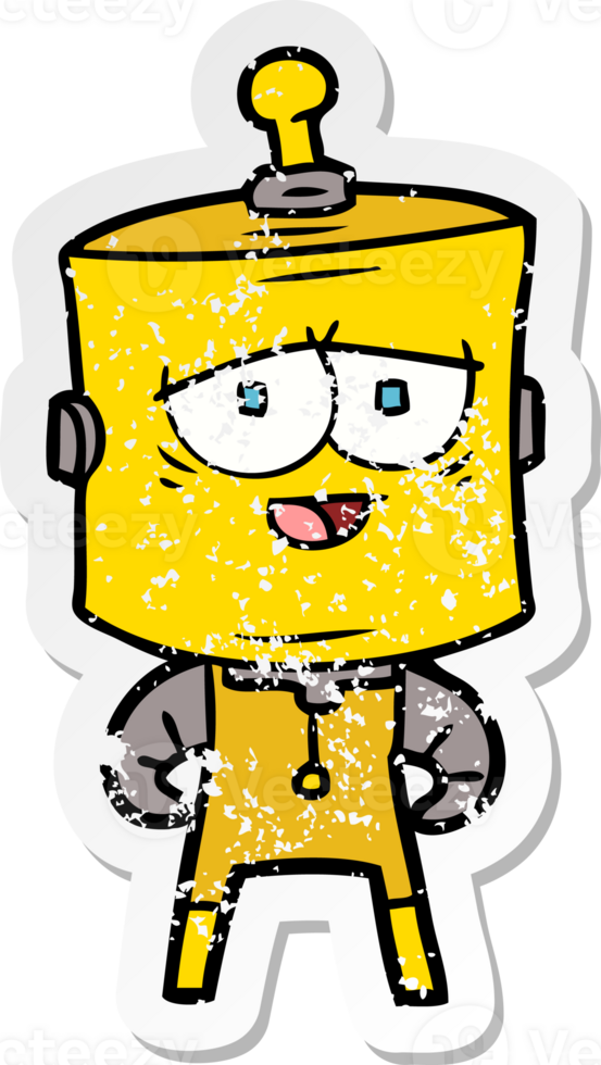 distressed sticker of a cartoon robot png