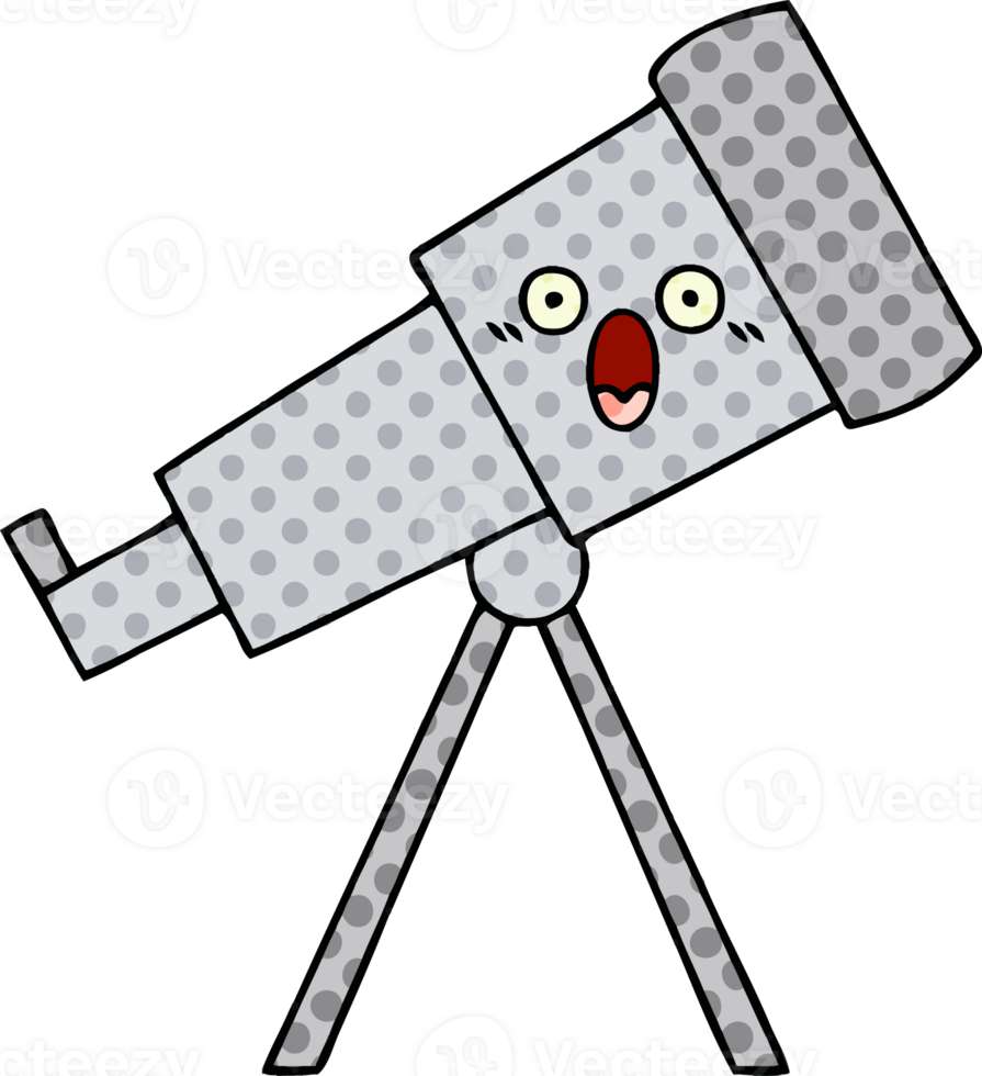 comic book style cartoon of a telescope png