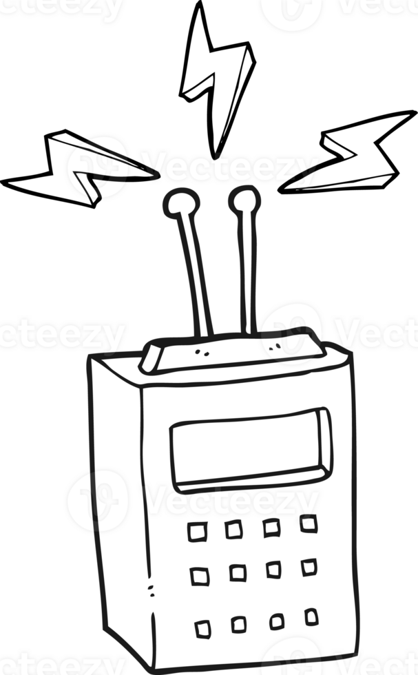 hand drawn black and white cartoon scientific device png