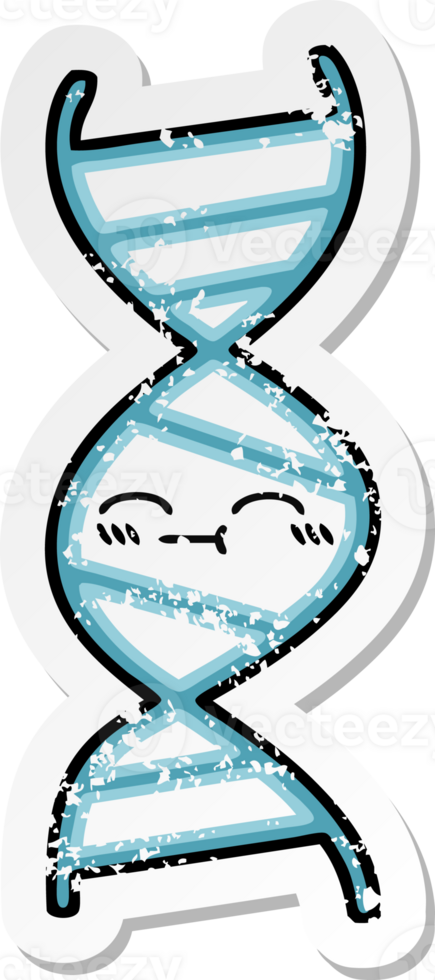 distressed sticker of a cute cartoon DNA strand png