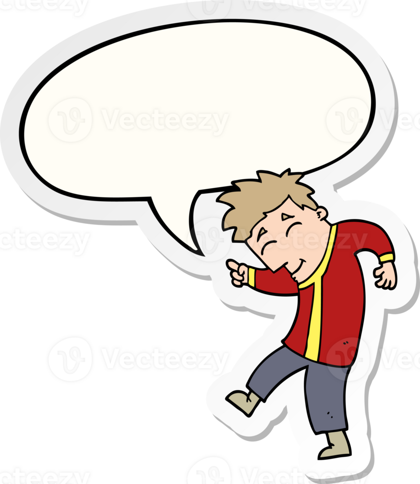 cartoon dancing man with speech bubble sticker png