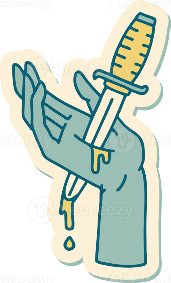 sticker of tattoo in traditional style of a dagger in the hand png