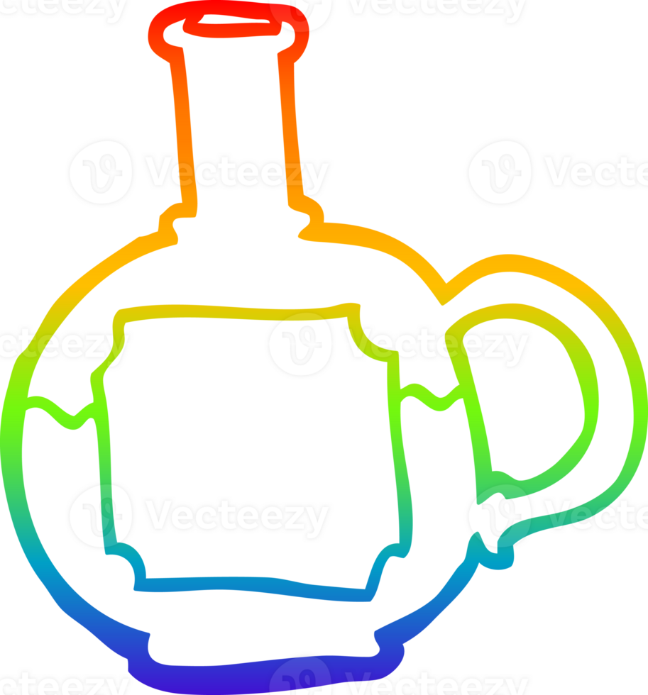rainbow gradient line drawing of a cartoon food bottle png