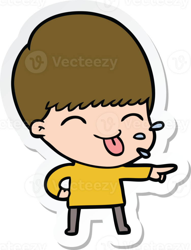 sticker of a cartoon boy sticking out tongue png