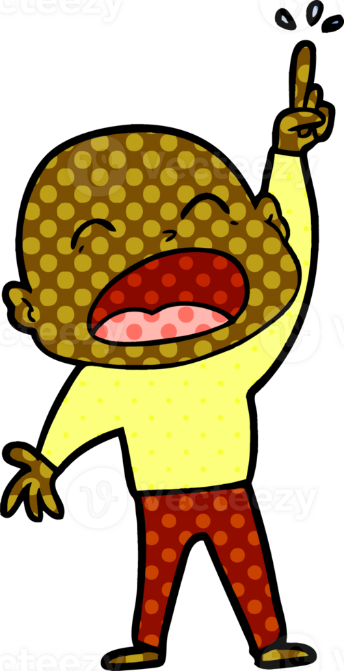cartoon shouting bald man png