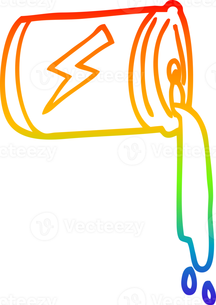 rainbow gradient line drawing of a cartoon pouring soda can png