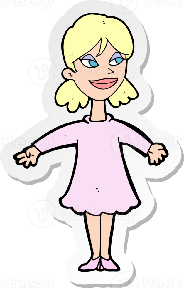 sticker of a cartoon woman with open arms png