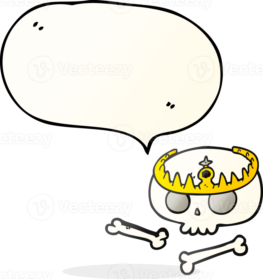 hand drawn speech bubble cartoon skull wearing tiara png