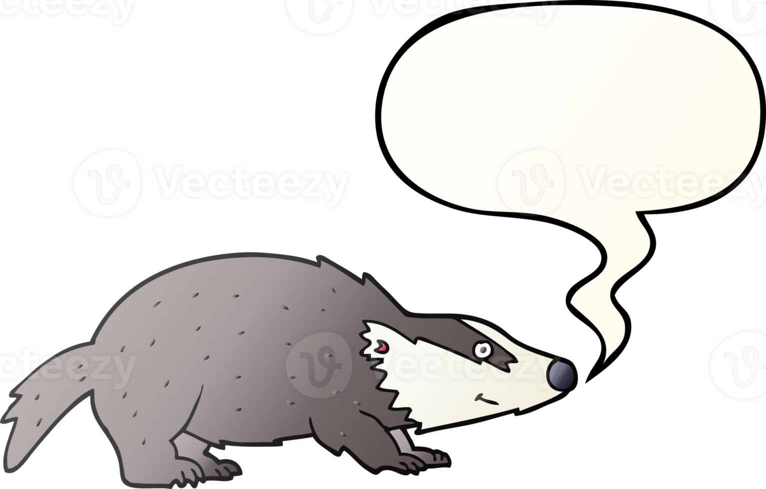 cartoon badger with speech bubble in smooth gradient style png