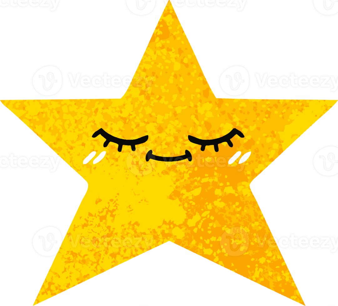 retro illustration style cartoon of a gold star png
