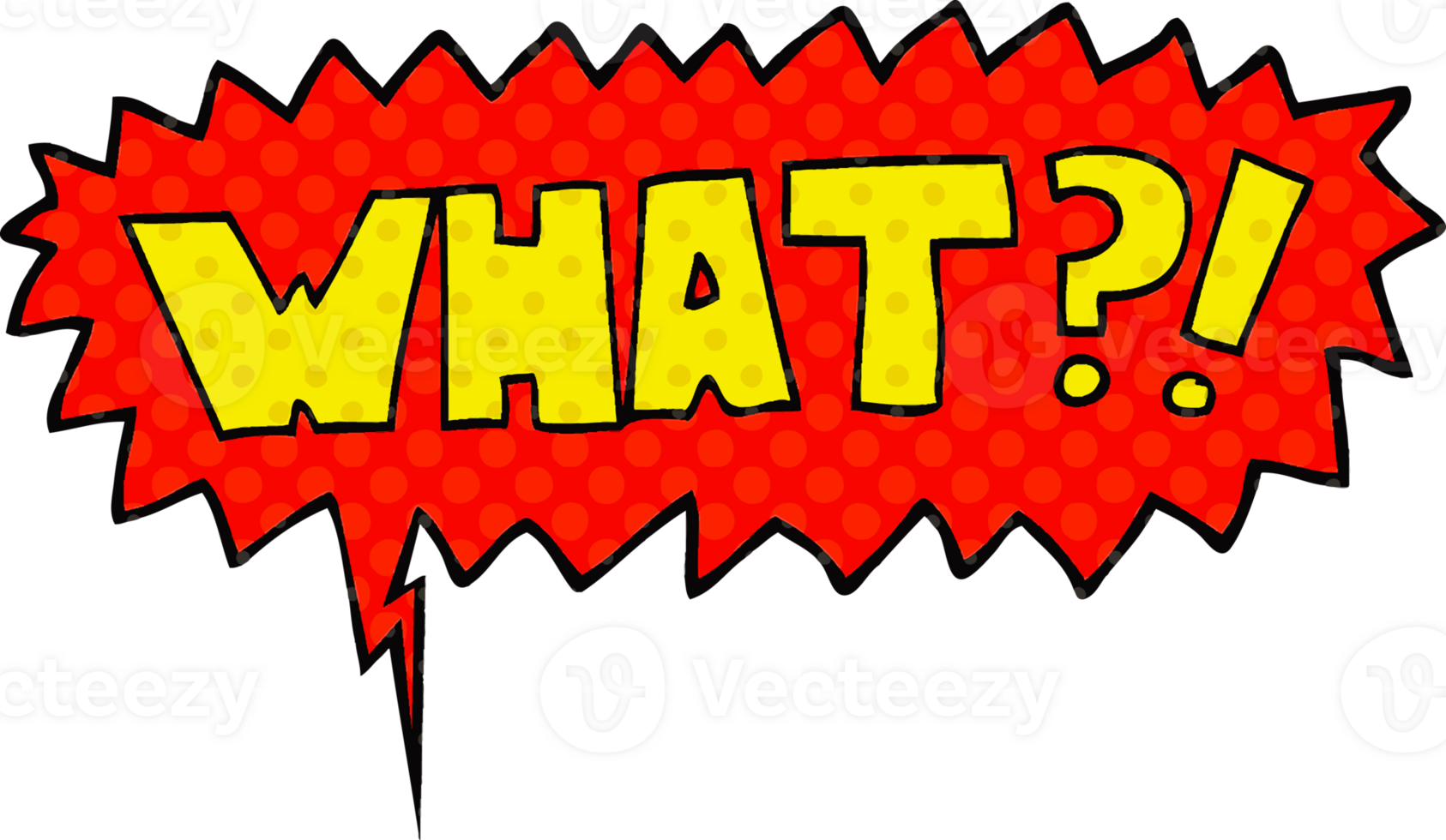 cartoon word What with speech bubble in comic book style png