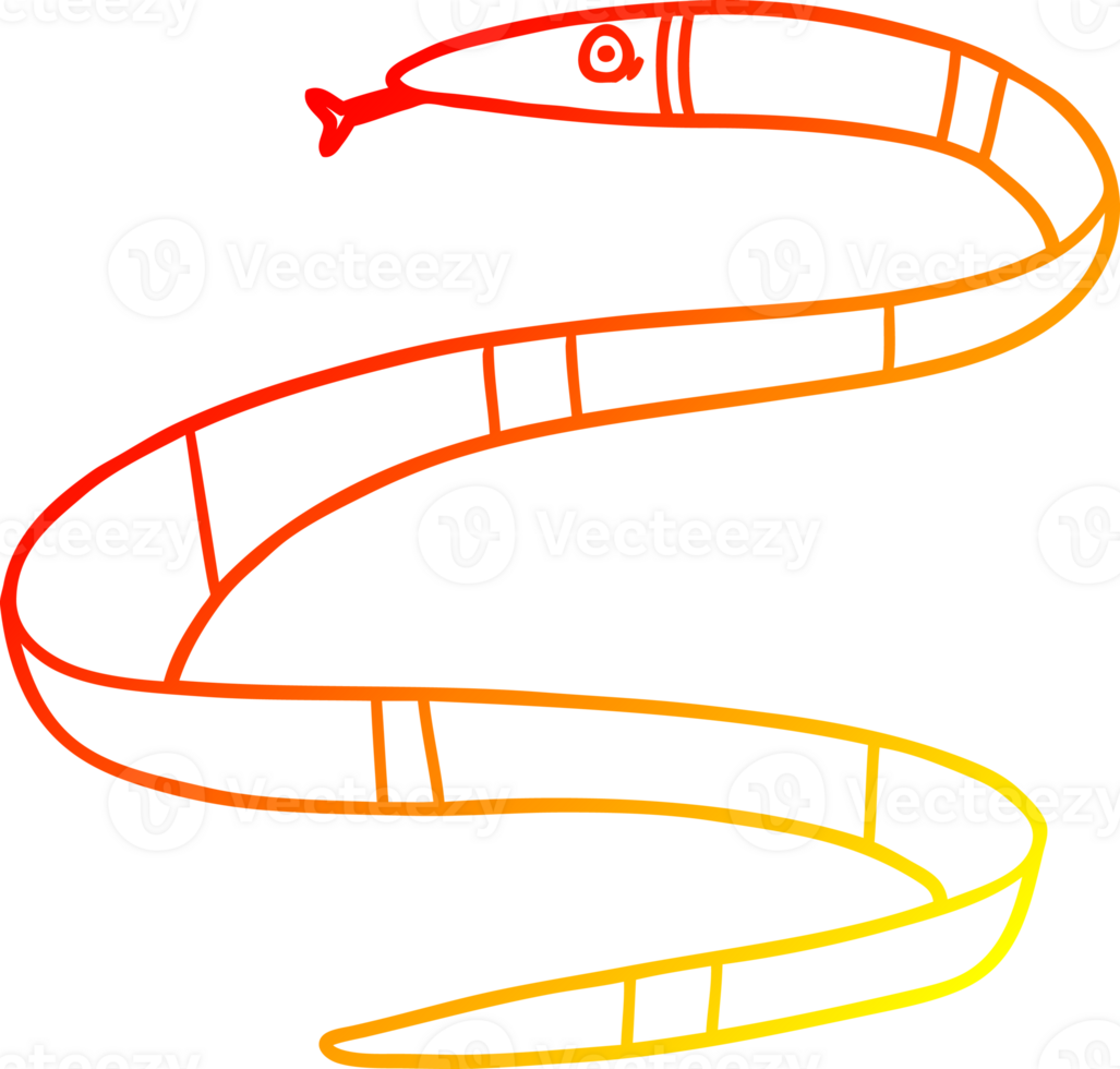 warm gradient line drawing of a cartoon sea snake png